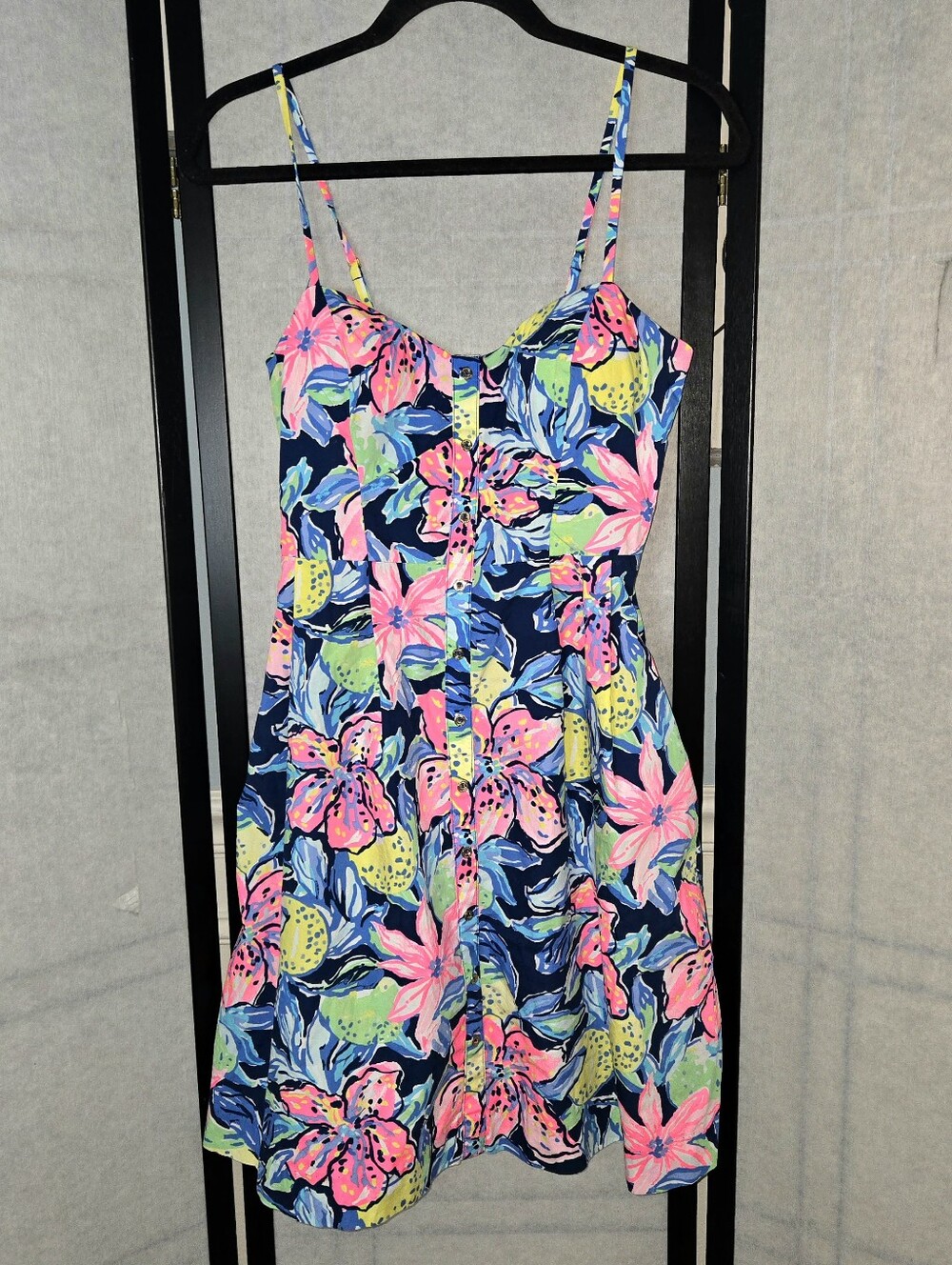 Lilly Pulitzer Easton Fit & Flare Mini Pink Blue Green Dress Size 4 Preppy Beach